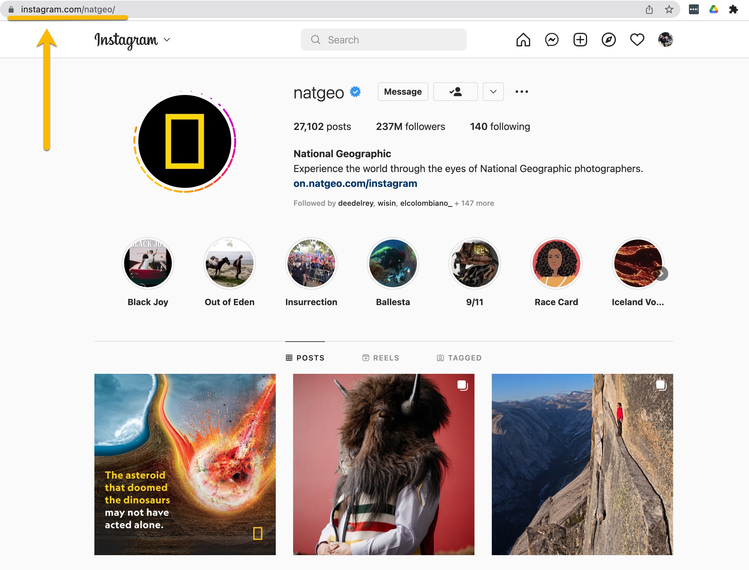 Instagram URL Desktop