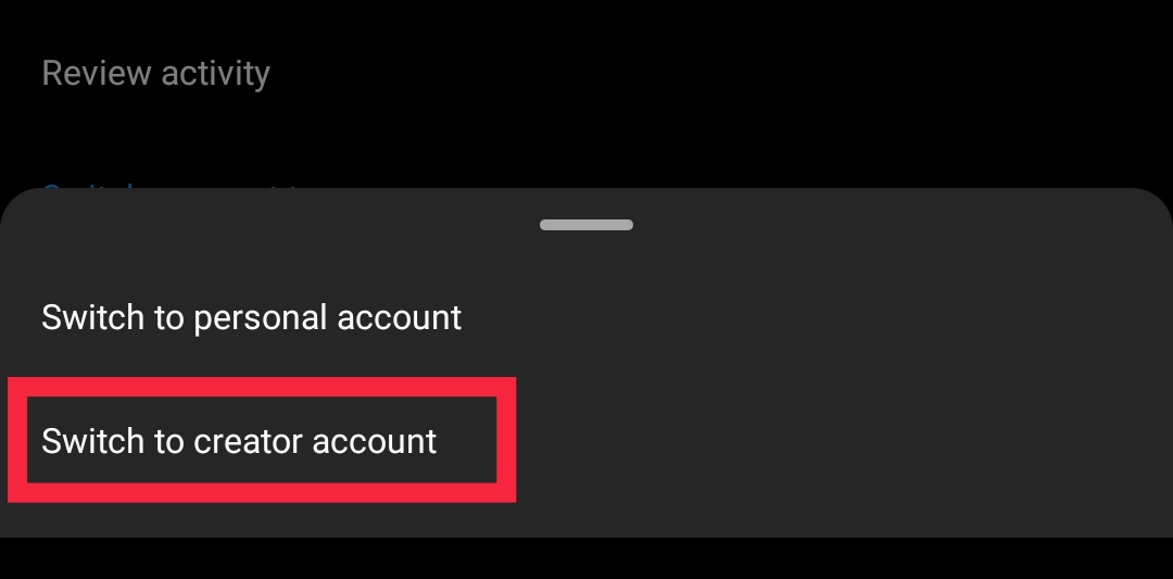 switch to creator account