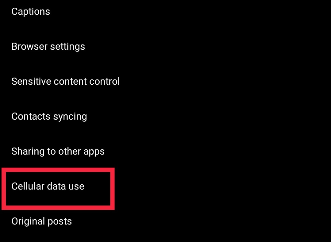 cellular data use settings