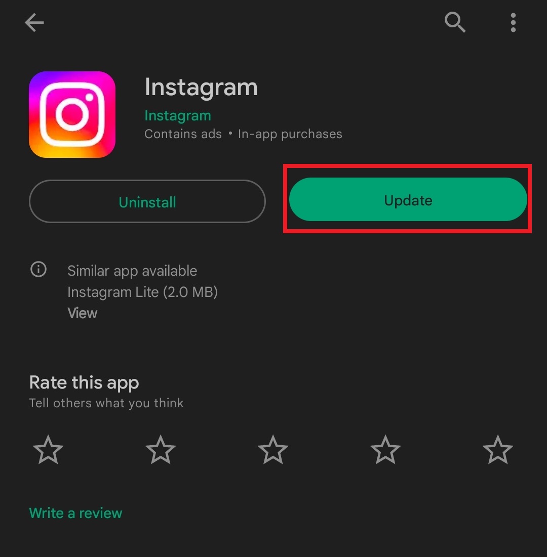 update instagram