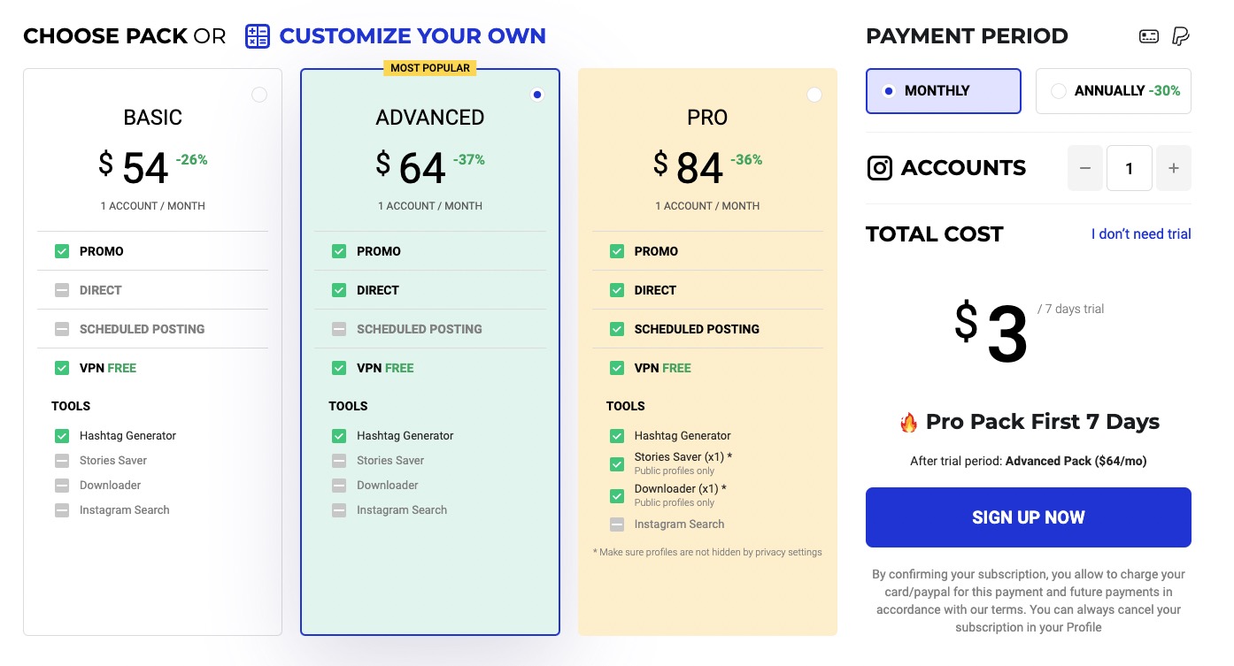 inflact pricing options